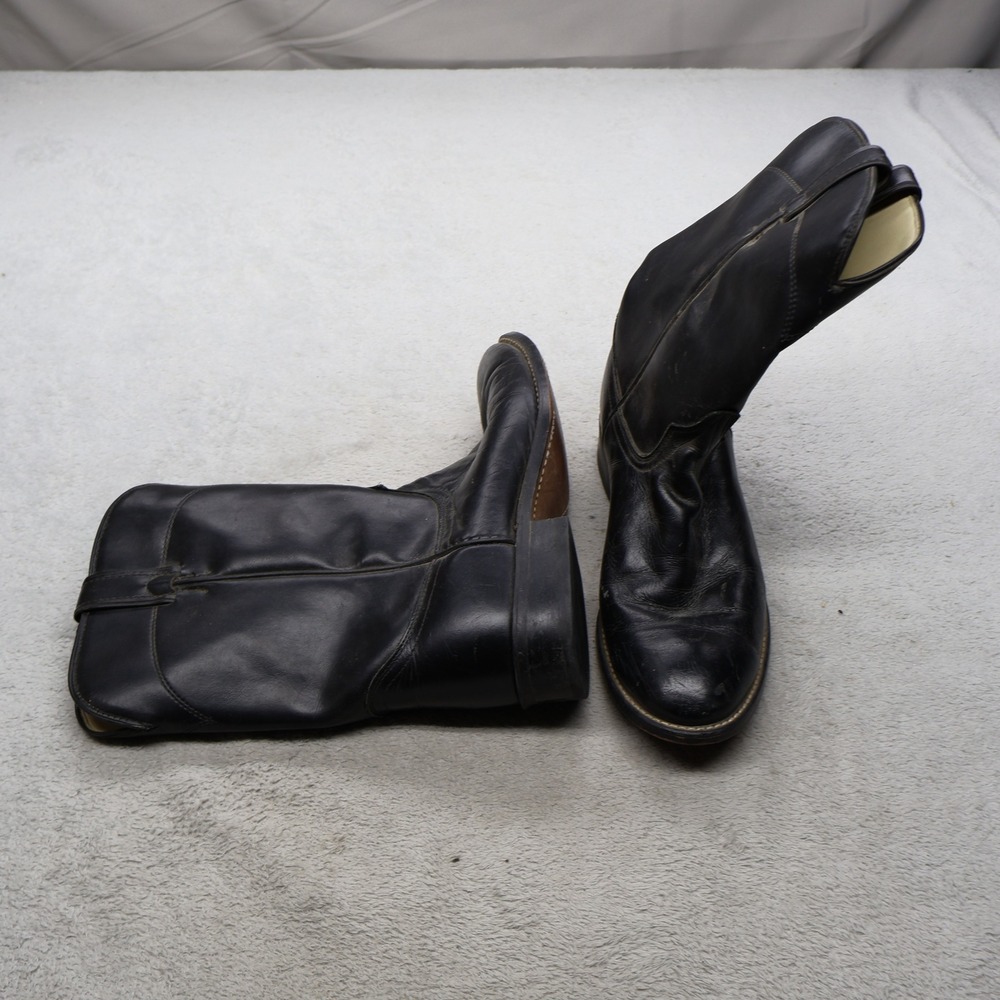 Laredo Mens 9D Western Boots‎ Black Saddle Roper Leather Ranch USA Made VTG 7902